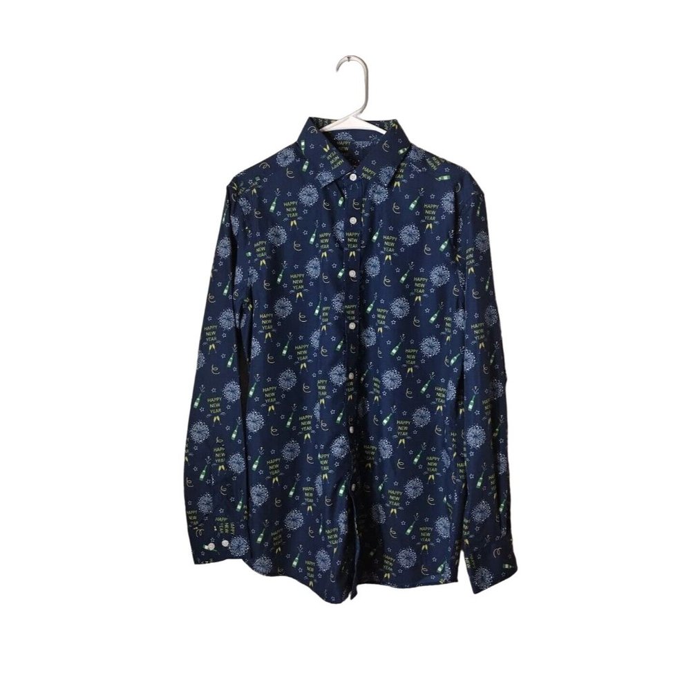Simon Banks Shirt Mens Medium New Years Celebrations Long Sleeve Button Up